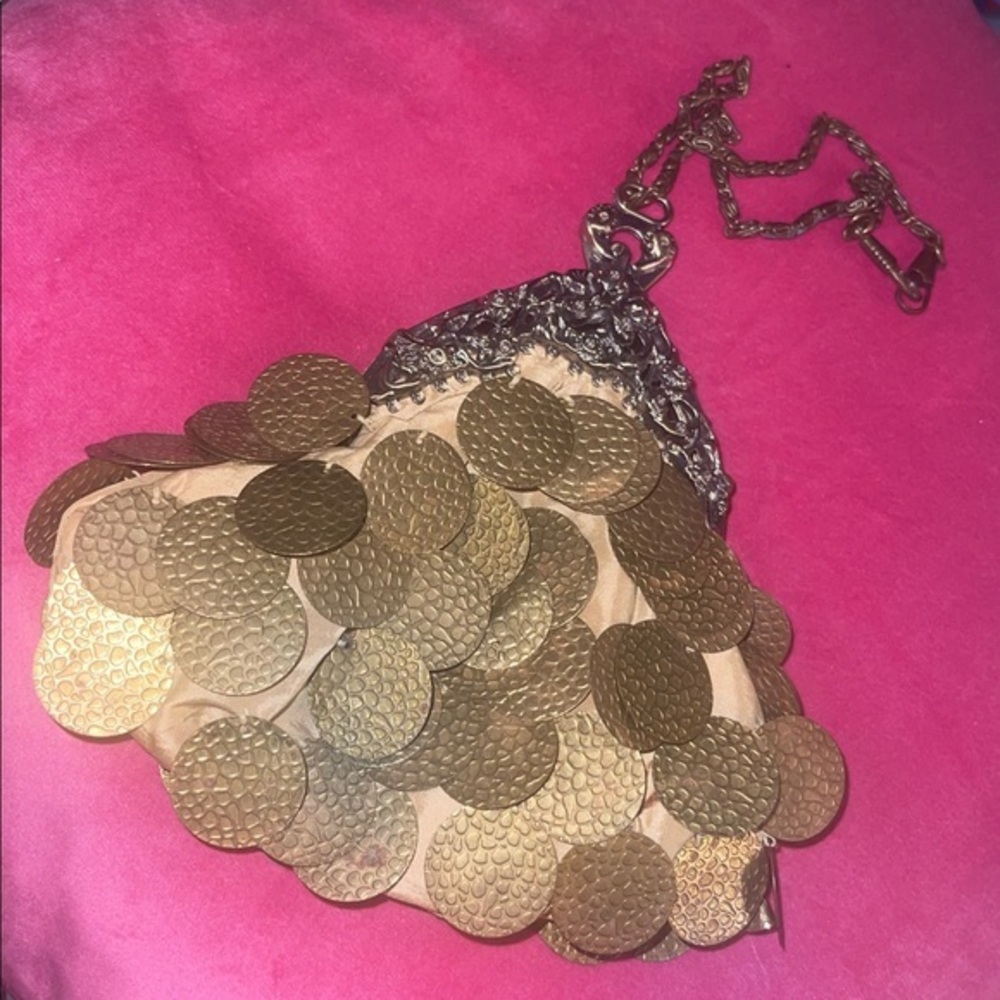 Vintage Golden Sequins Clutch Bag Retro